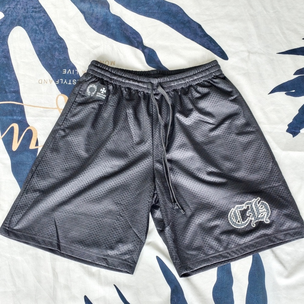 Chrome Hearts Black Mesh Athletic Shorts with Embroidered Logo - Picture 1 of 9